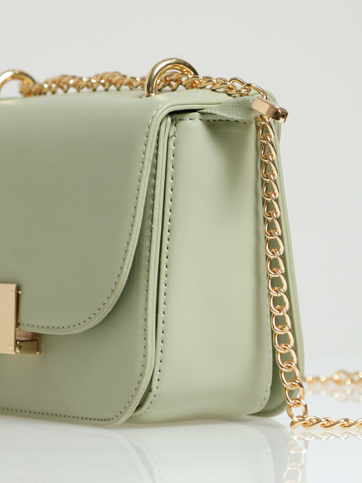 Gold Clasp Satchel - Sage