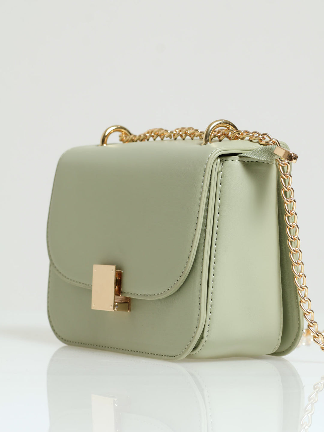 Gold Clasp Satchel - Sage