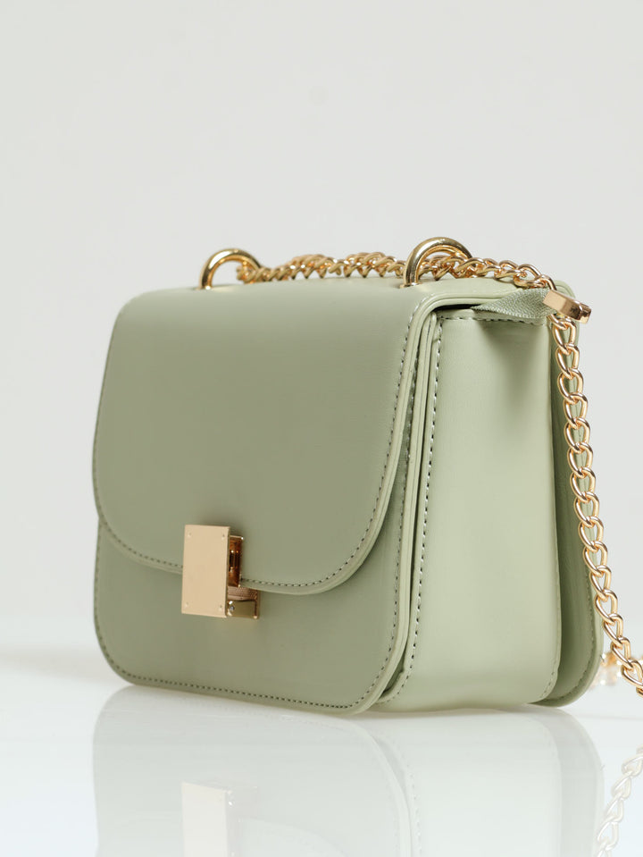 Gold Clasp Satchel - Sage
