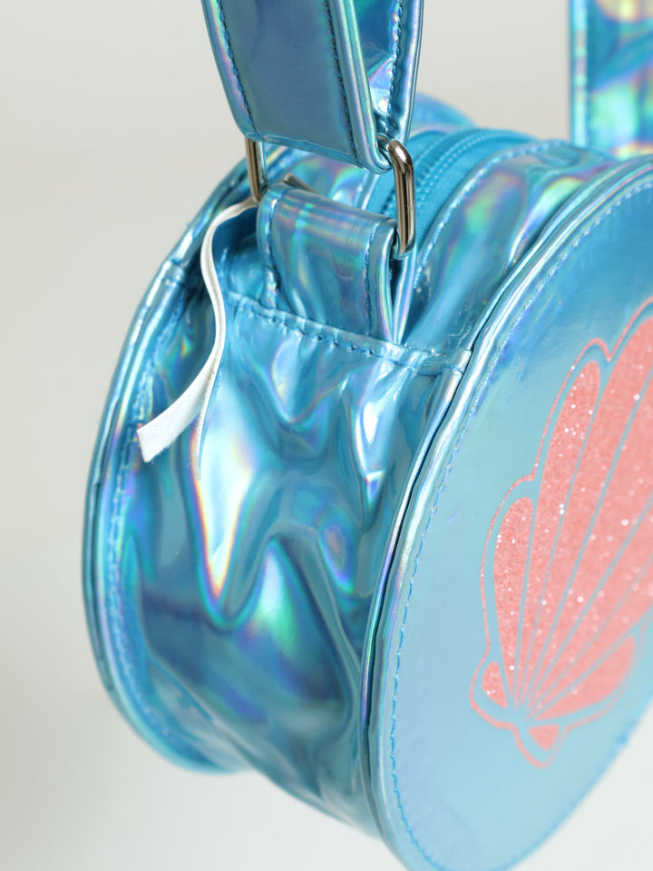 Pre-Girls Shell Metallic Sling Bag - Blue