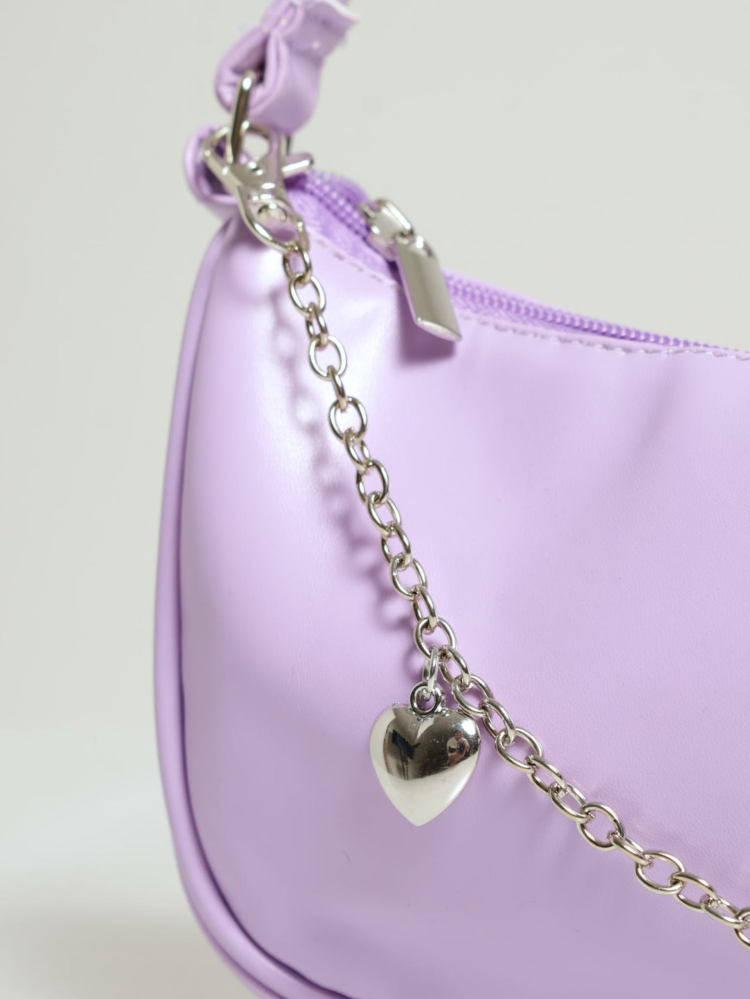 Girls Pu Flower Charm Shoulder Bag - Lilac