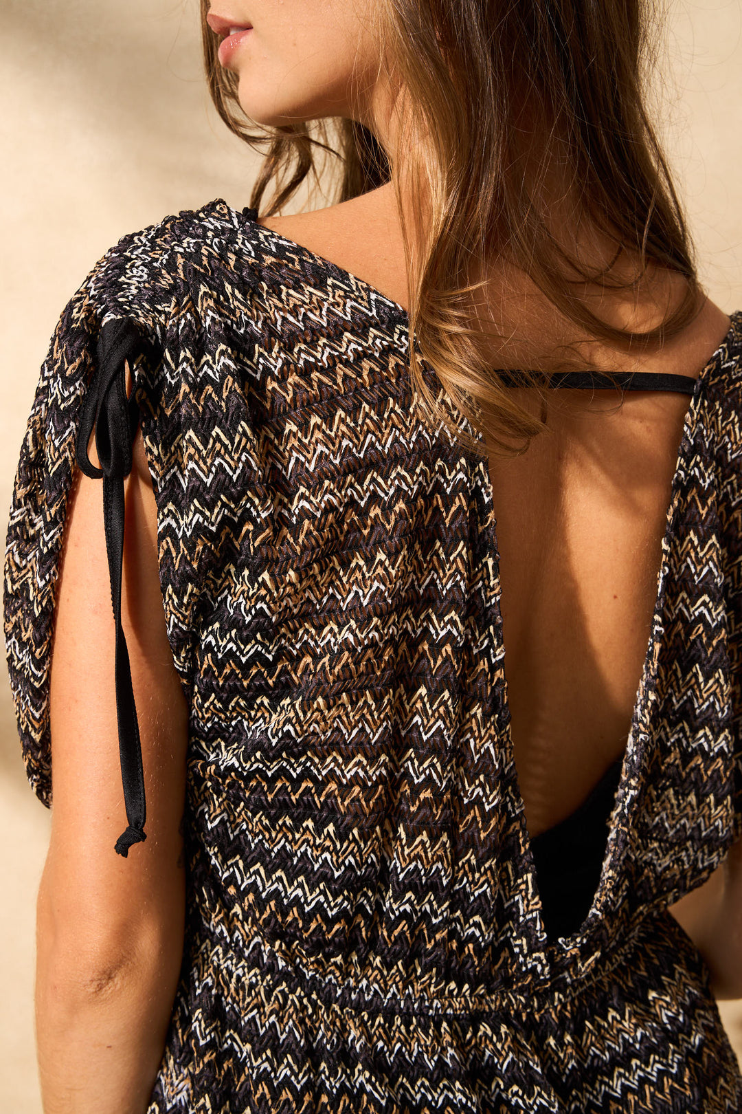 Crochet Mini Kimono - Black/White