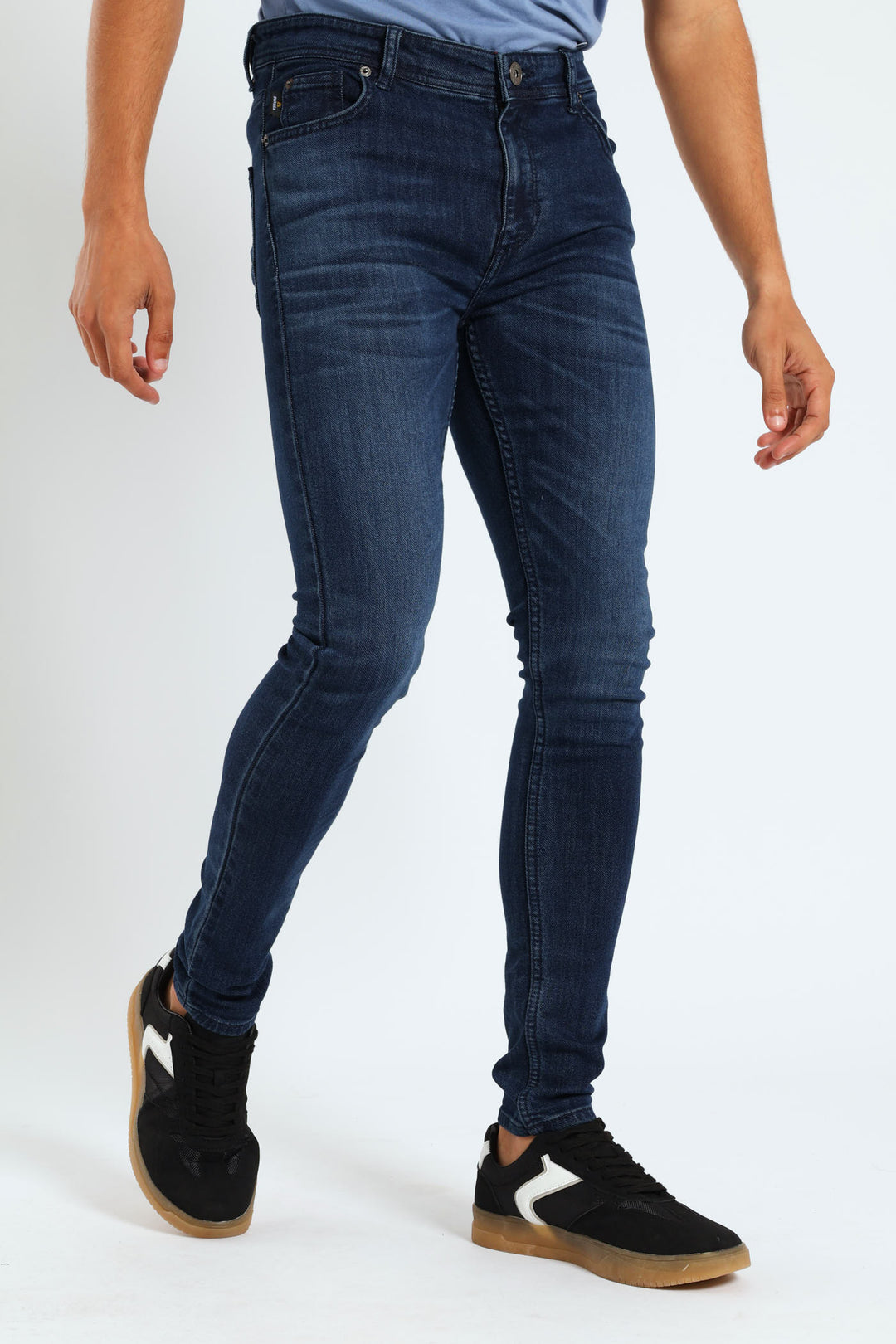 Ripped Repair Super Skinny Jean Mid Blue