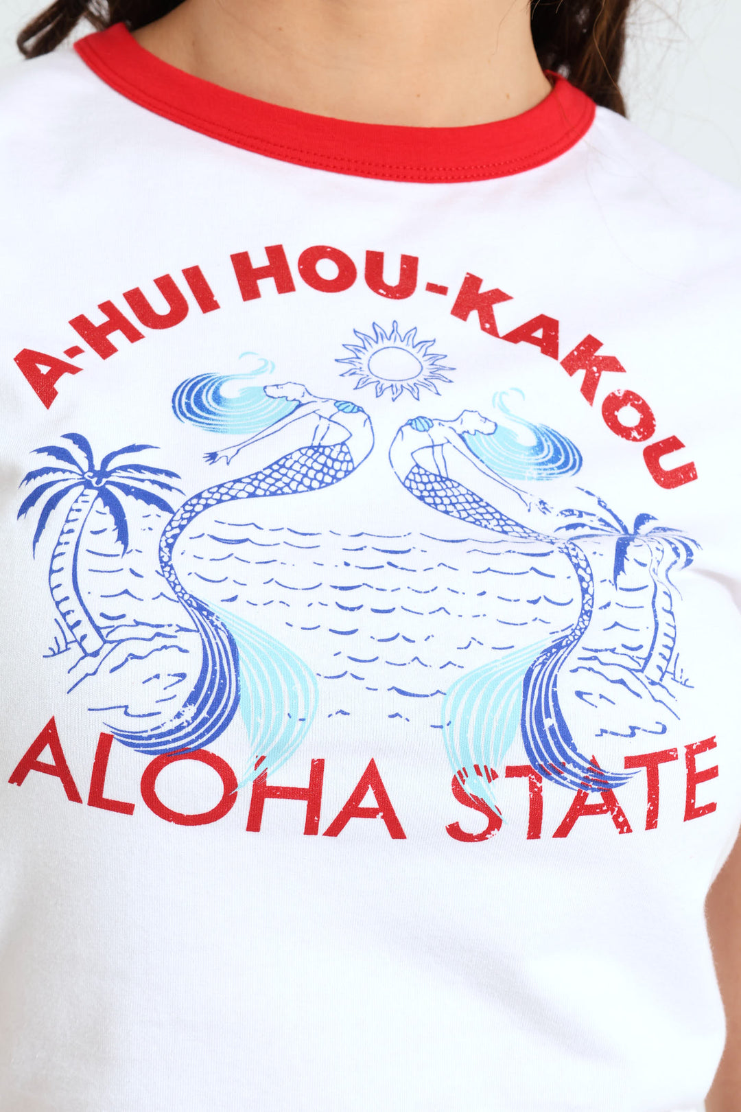 Aloha Ringer Baby Tee - White