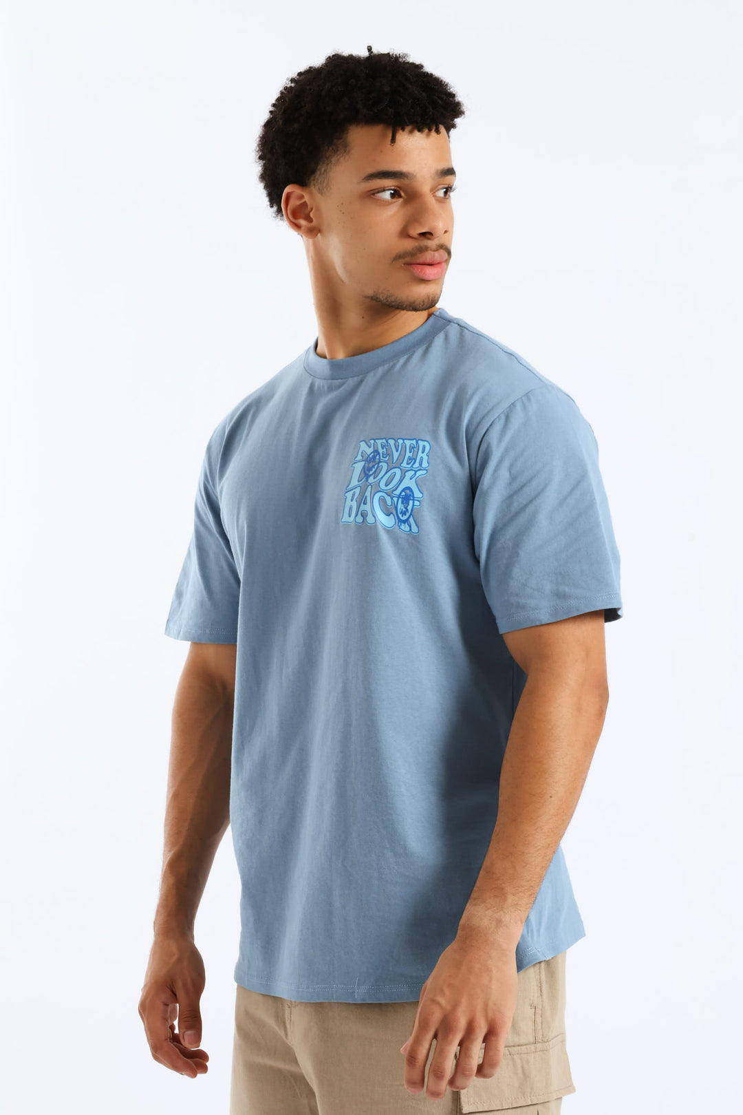 Never Look Front & Back Tee - Steel Blue