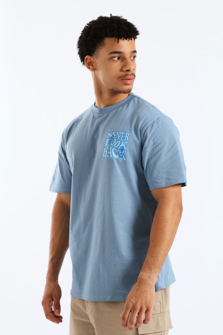 Never Look Front & Back Tee - Steel Blue
