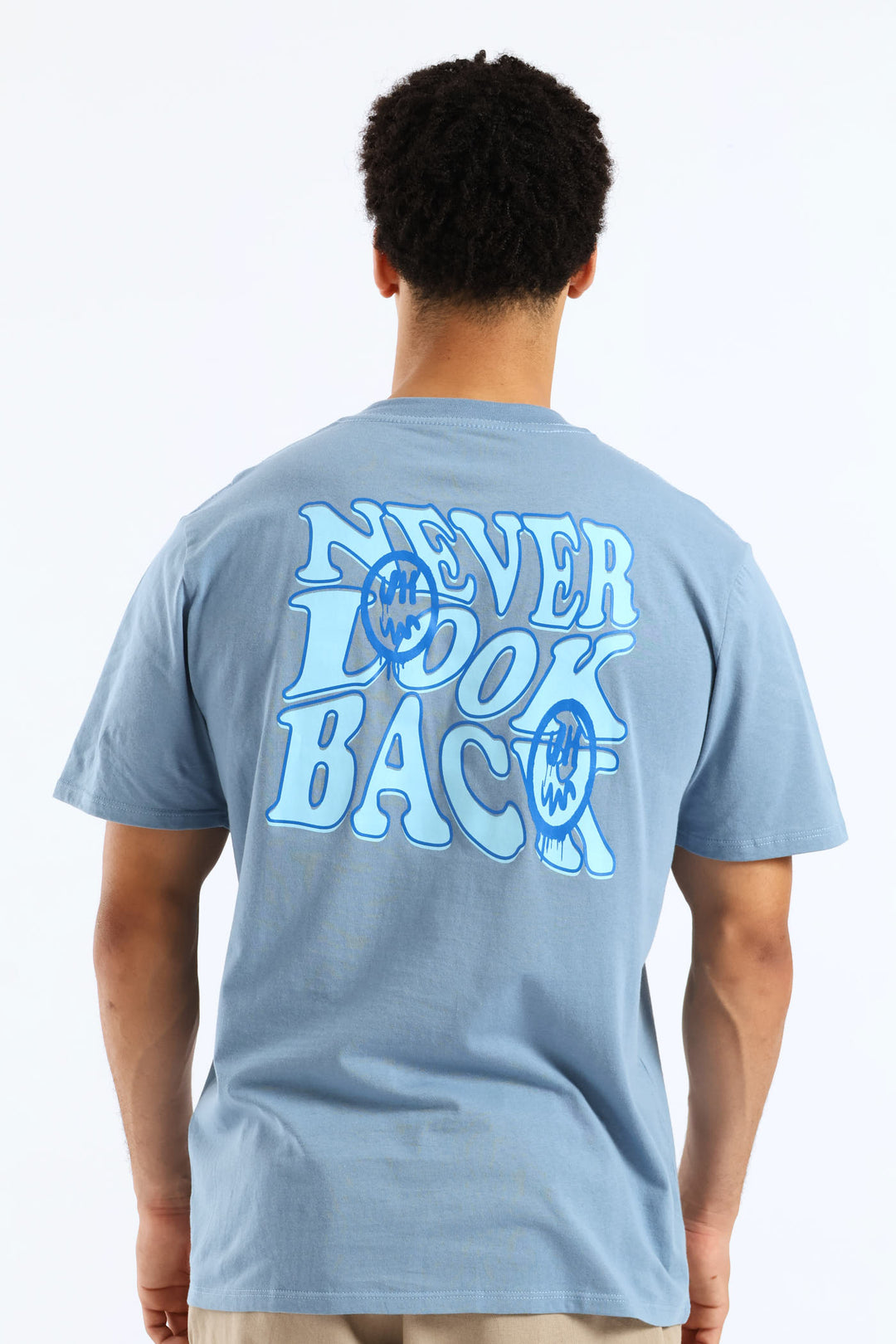 Never Look Front & Back Tee - Steel Blue
