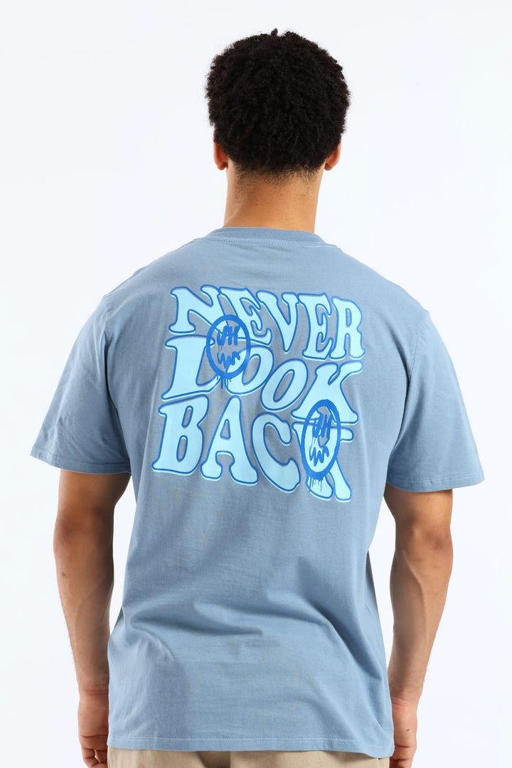 Never Look Front & Back Tee - Steel Blue