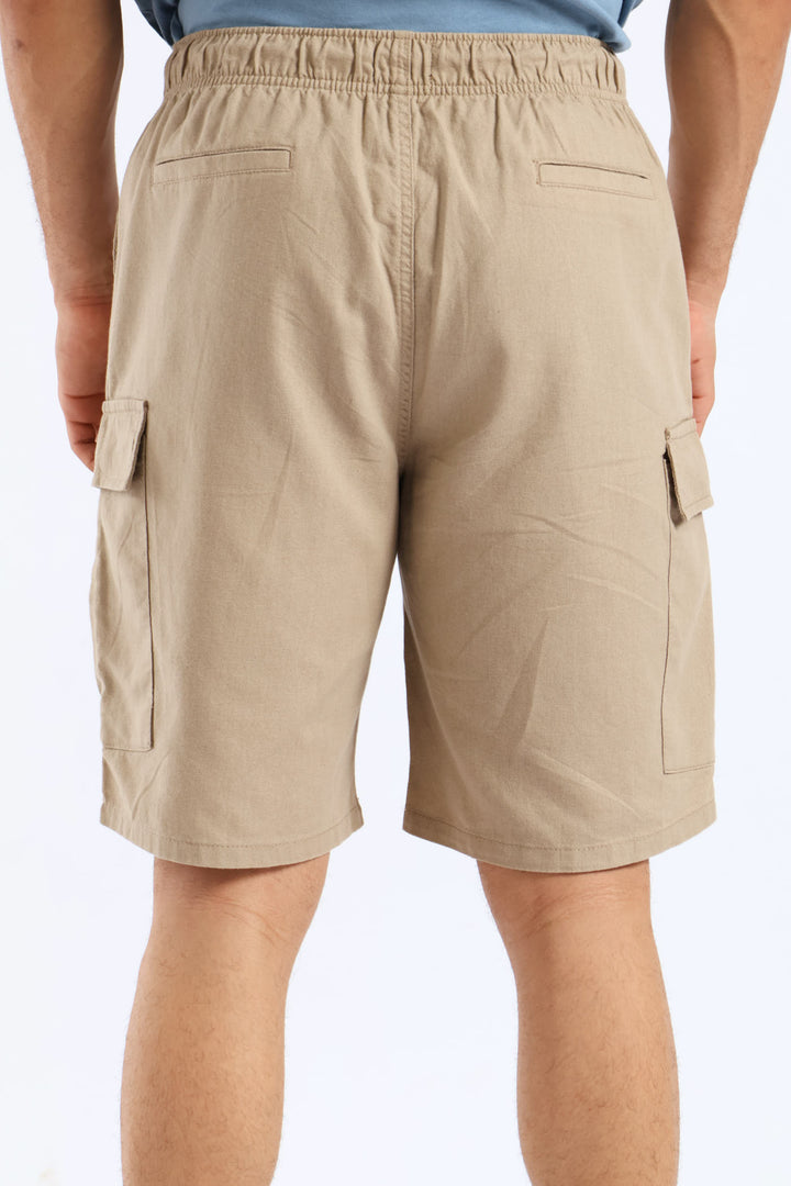 Linen Cargo Shorts - Brown