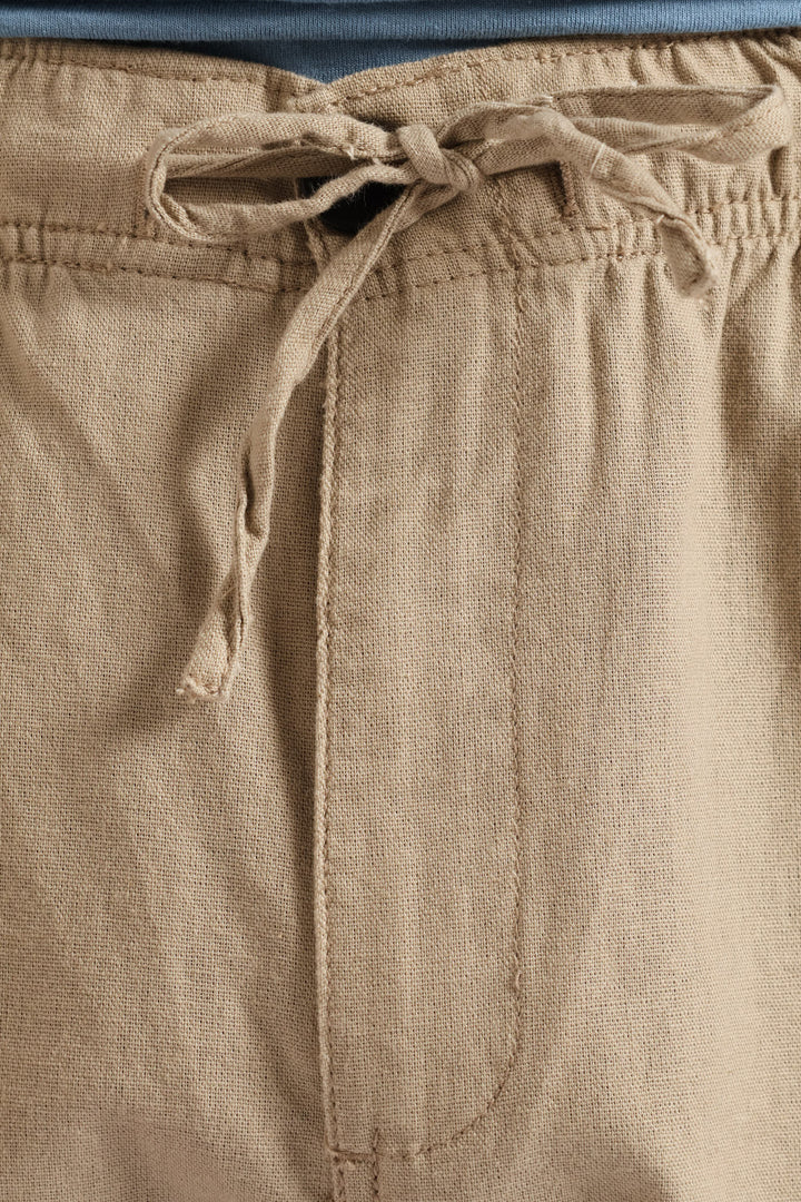 Linen Cargo Shorts - Brown