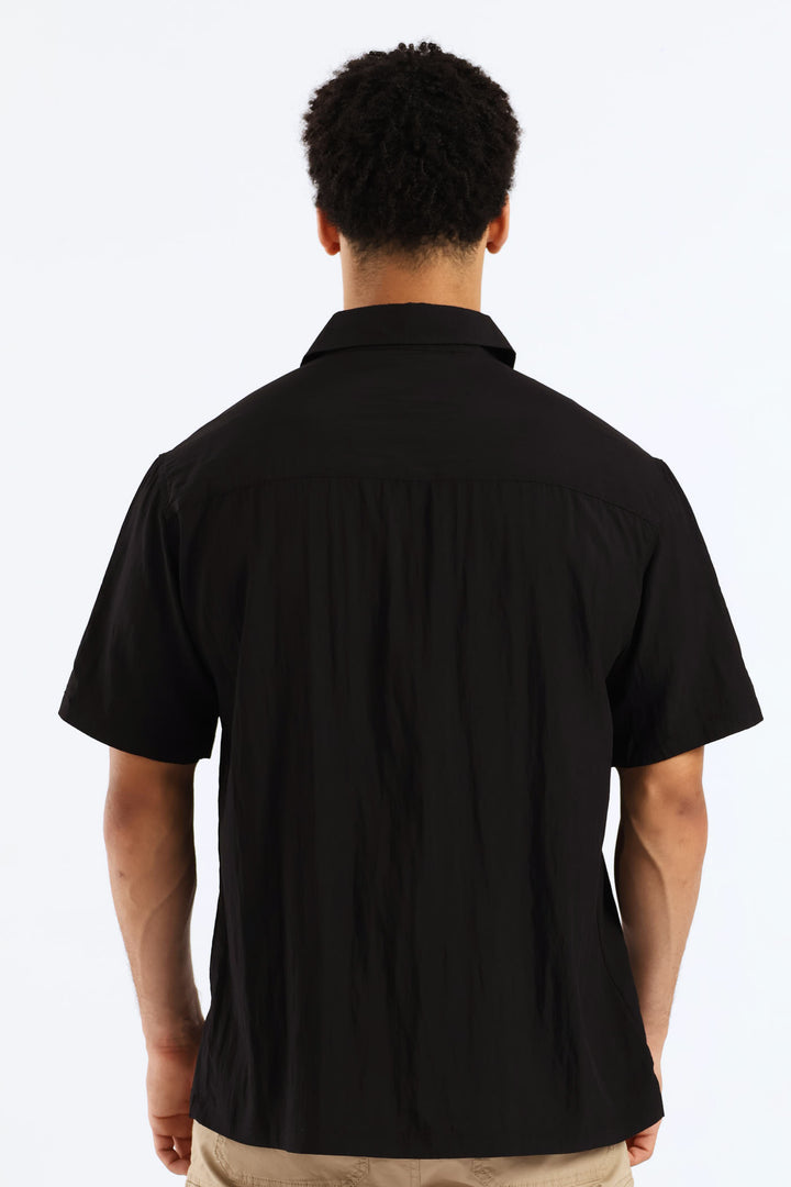 Double Pocket Boxy Shirt - Black