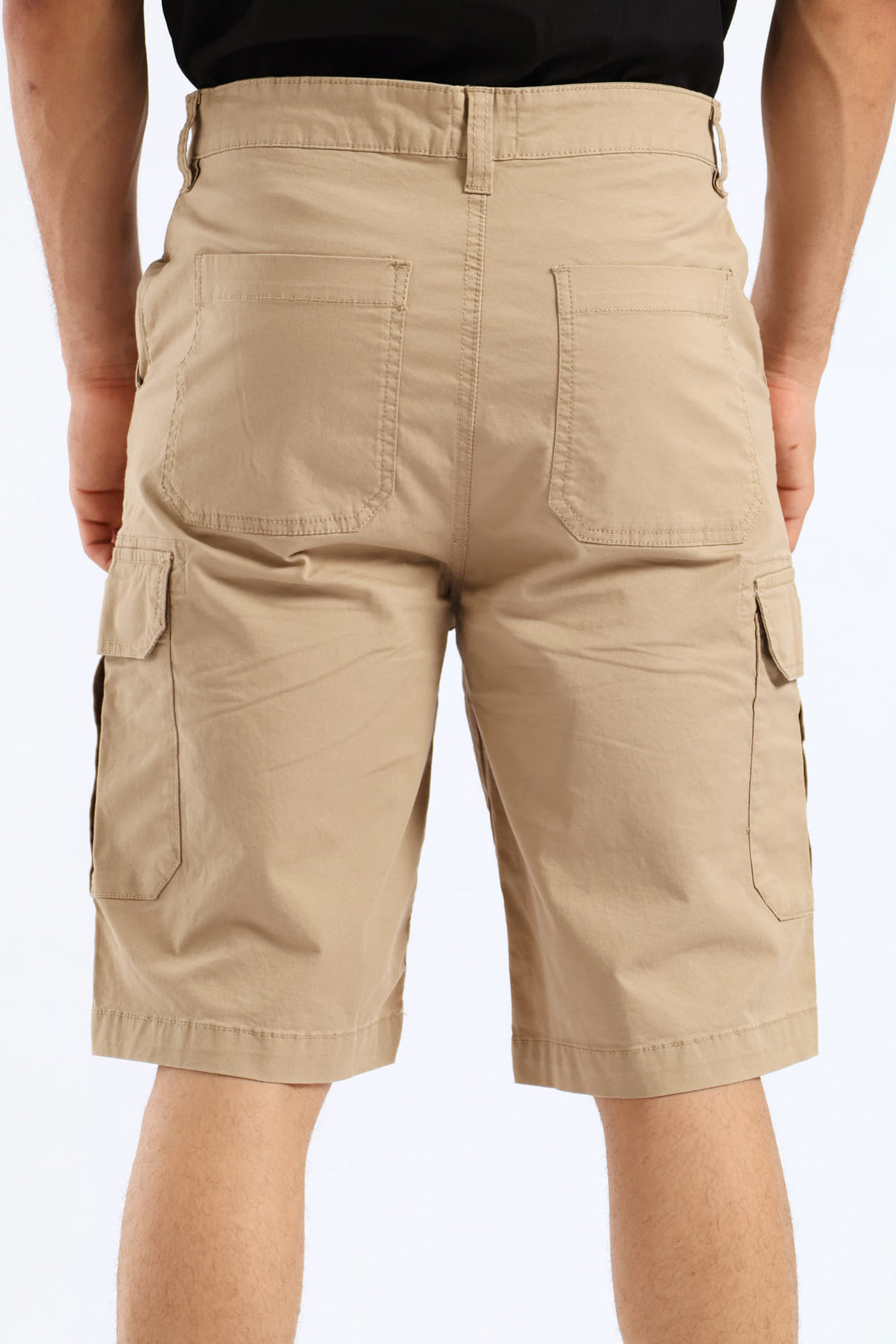 Utility Fixed Waistband Cargo Shorts - Stone