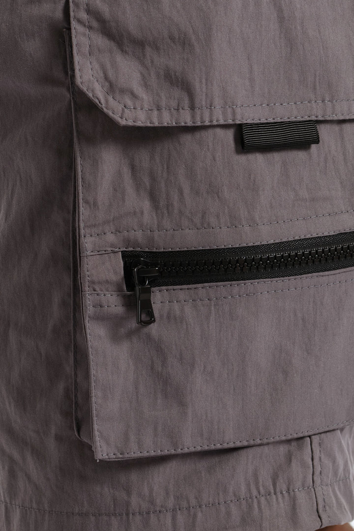 Zip Cargo Short - Grey