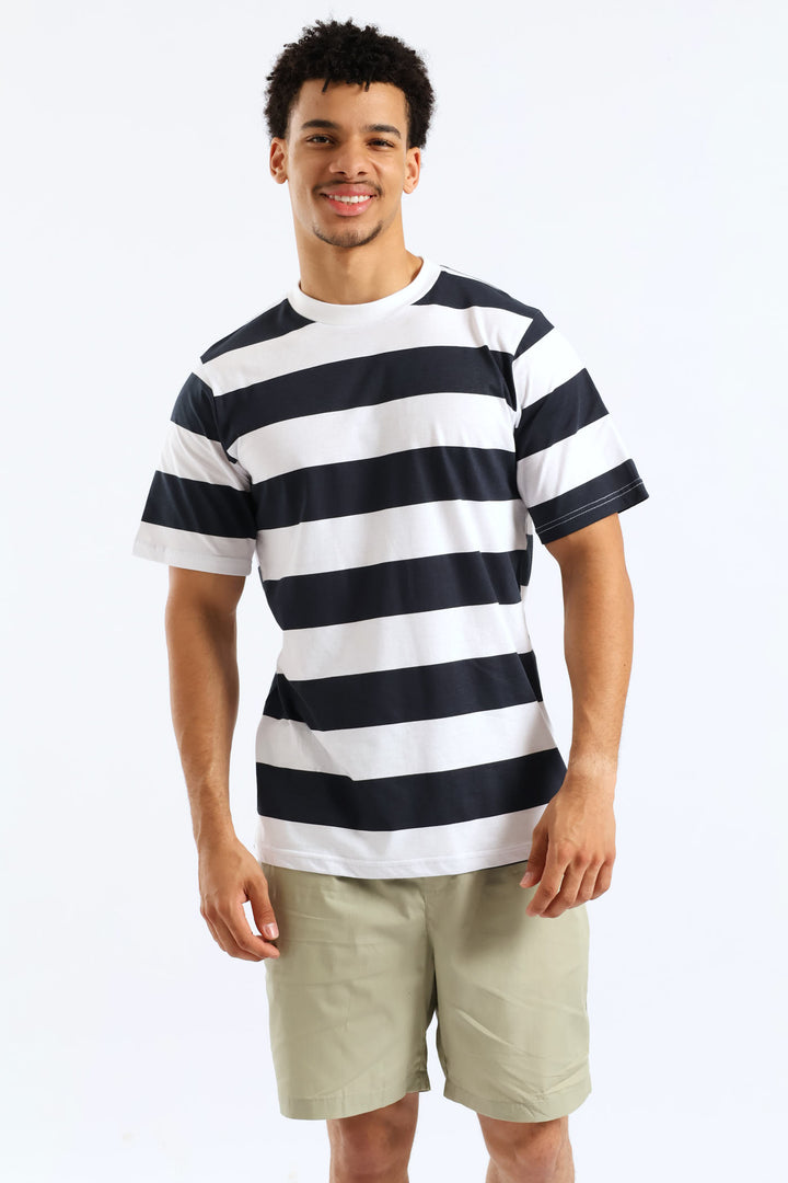Rugby Striped Tee - Navy/White