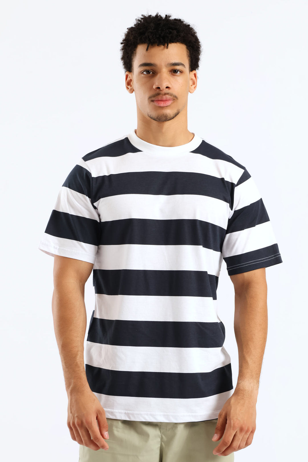 Rugby Striped Tee - Navy/White