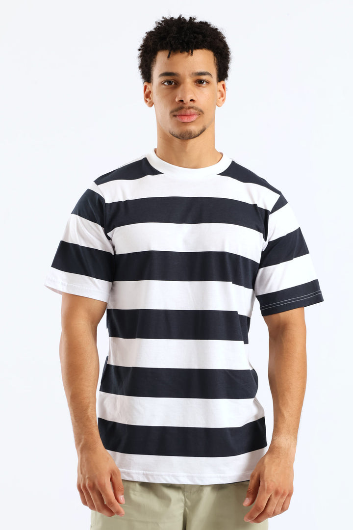 Rugby Striped Tee - Navy/White