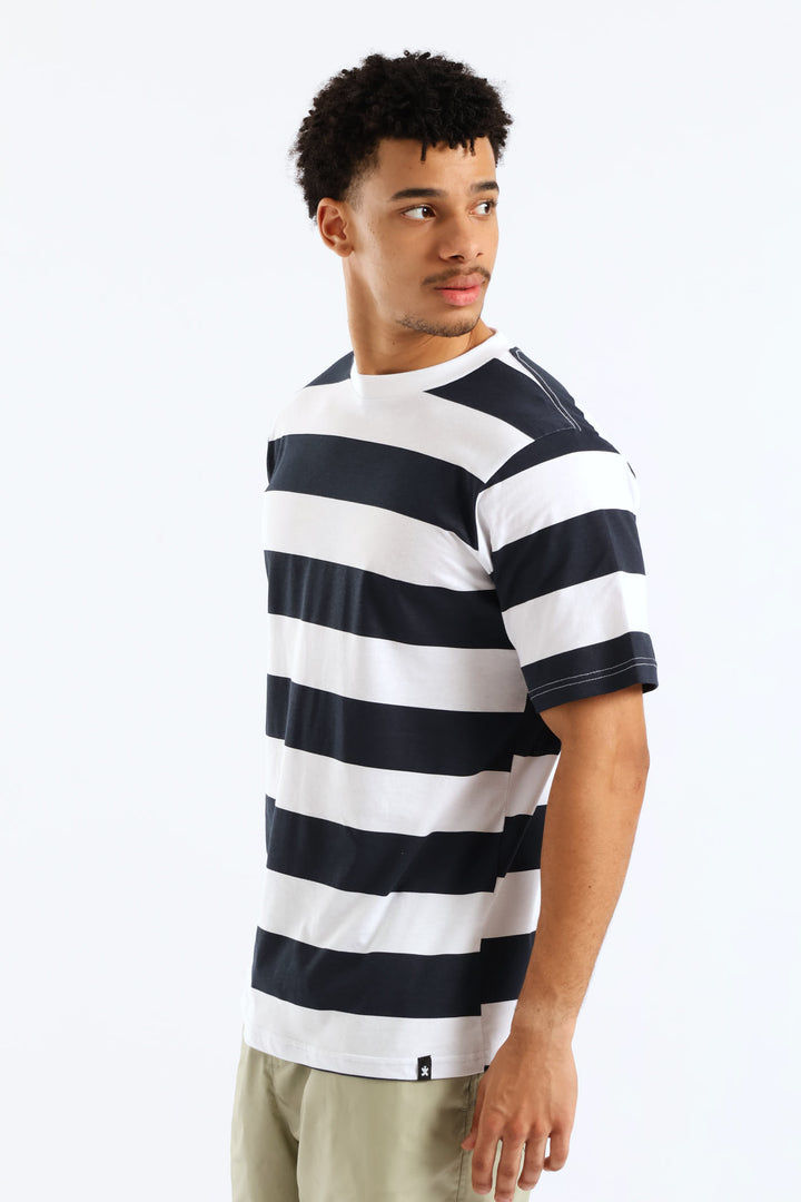 Rugby Striped Tee - Navy/White