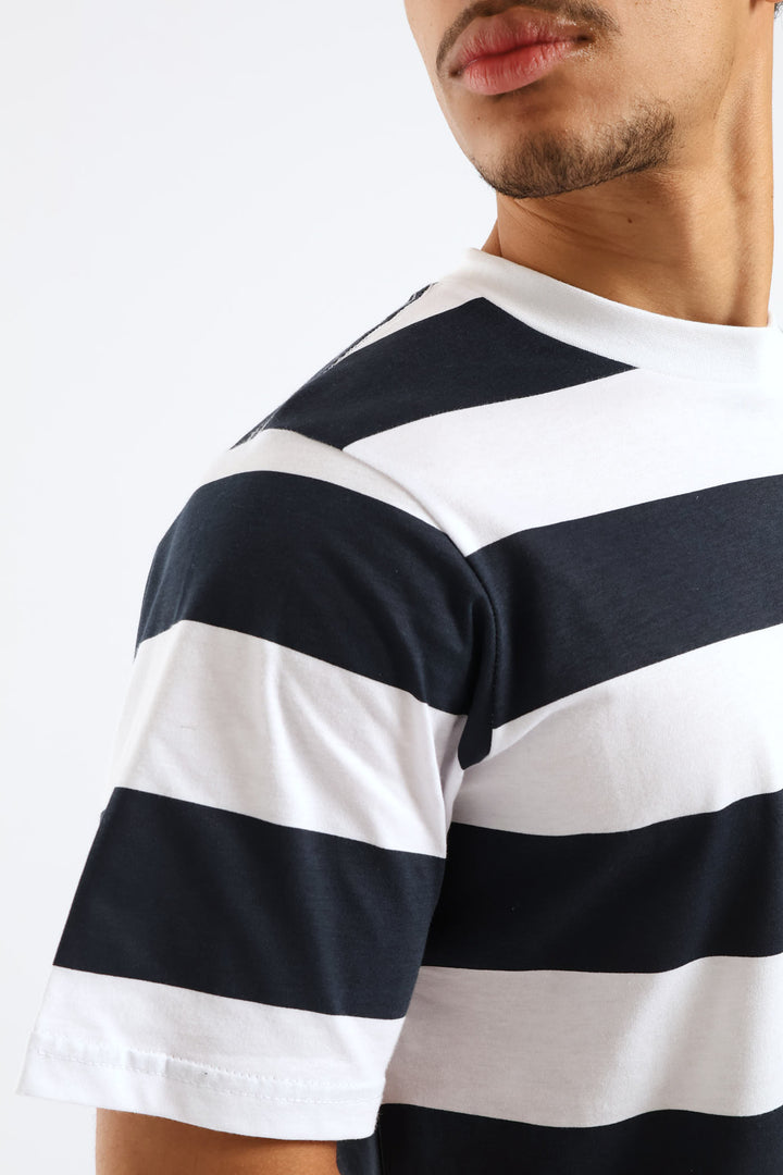 Rugby Striped Tee - Navy/White