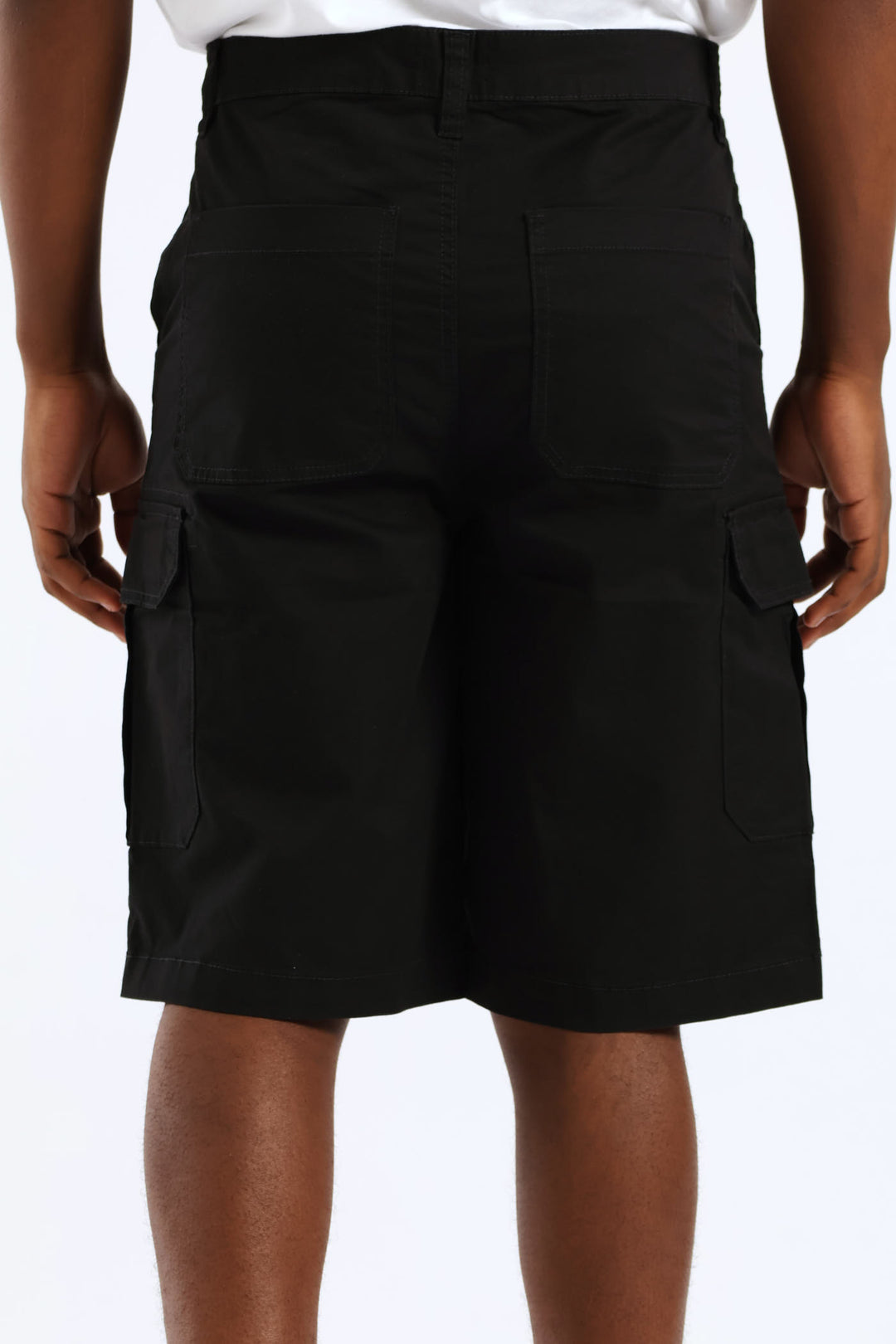 Utility Fixed Waistband Cargo Shorts - Black