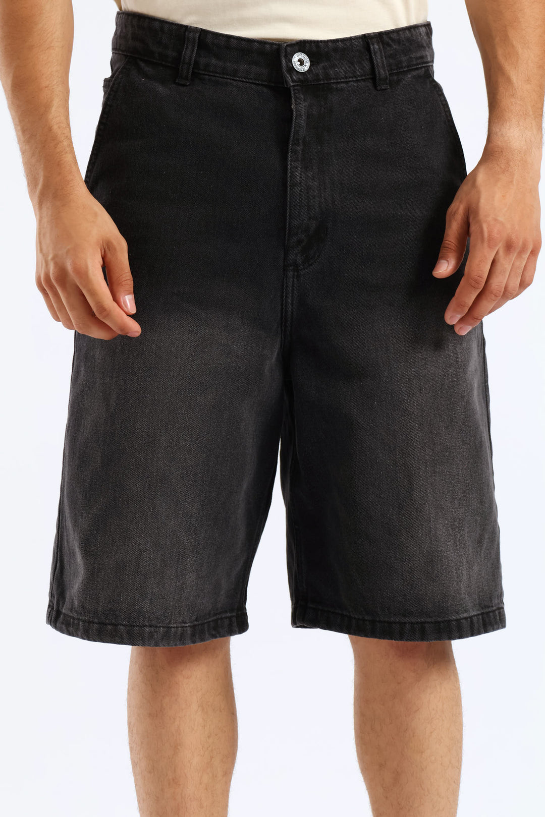 Denim Baggy Shorts - Black