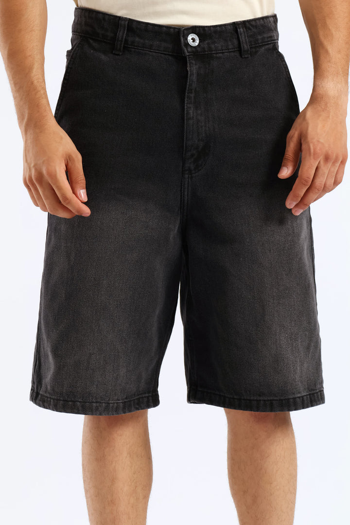 Denim Baggy Shorts - Black