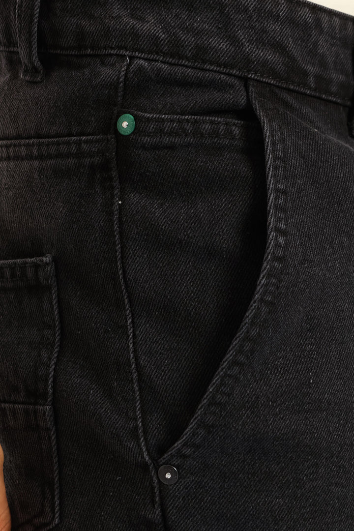 Denim Baggy Shorts - Black
