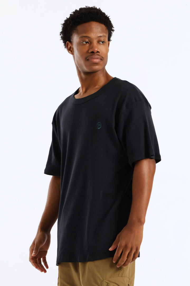 Embroidered Rib Tee - Black