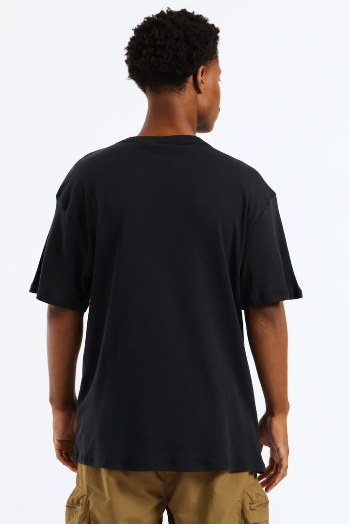 Embroidered Rib Tee - Black