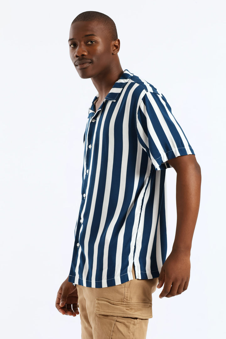 Stretch Vicose Shirt - Blue/White