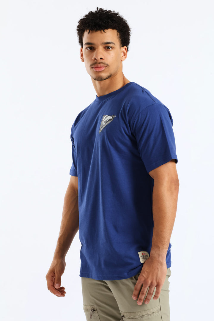 Drip Back Print Tee - Blue