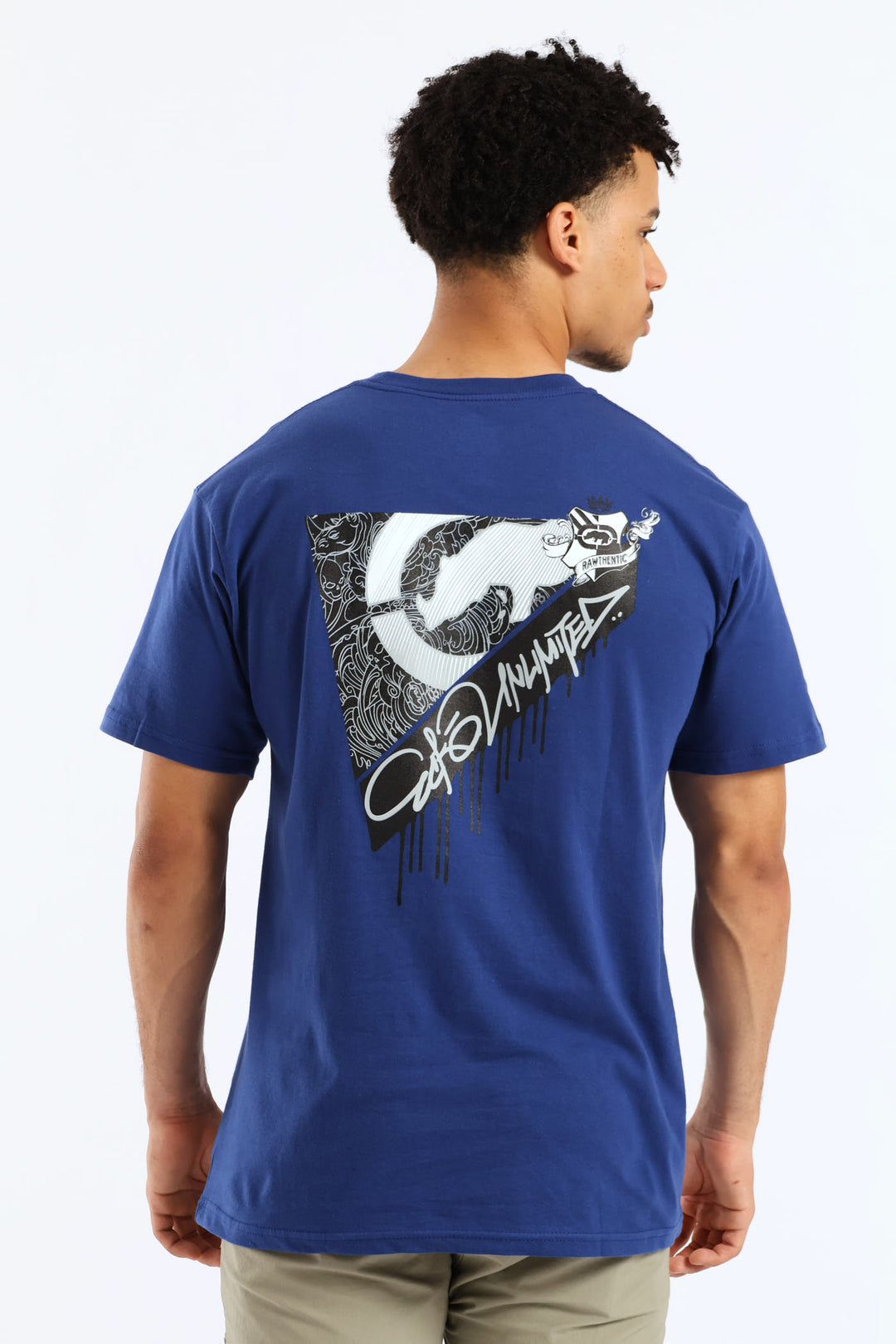 Drip Back Print Tee - Blue