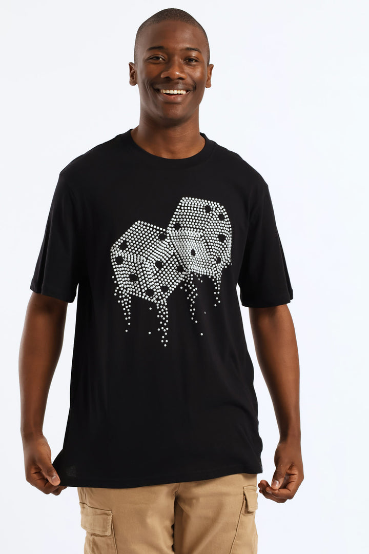 Dice Rhinestone Tee - Black