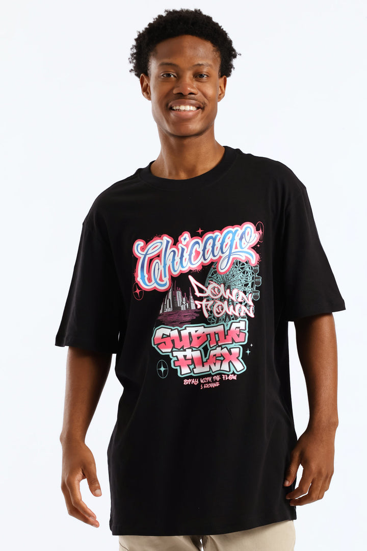 Graffiti Print Tee - Black