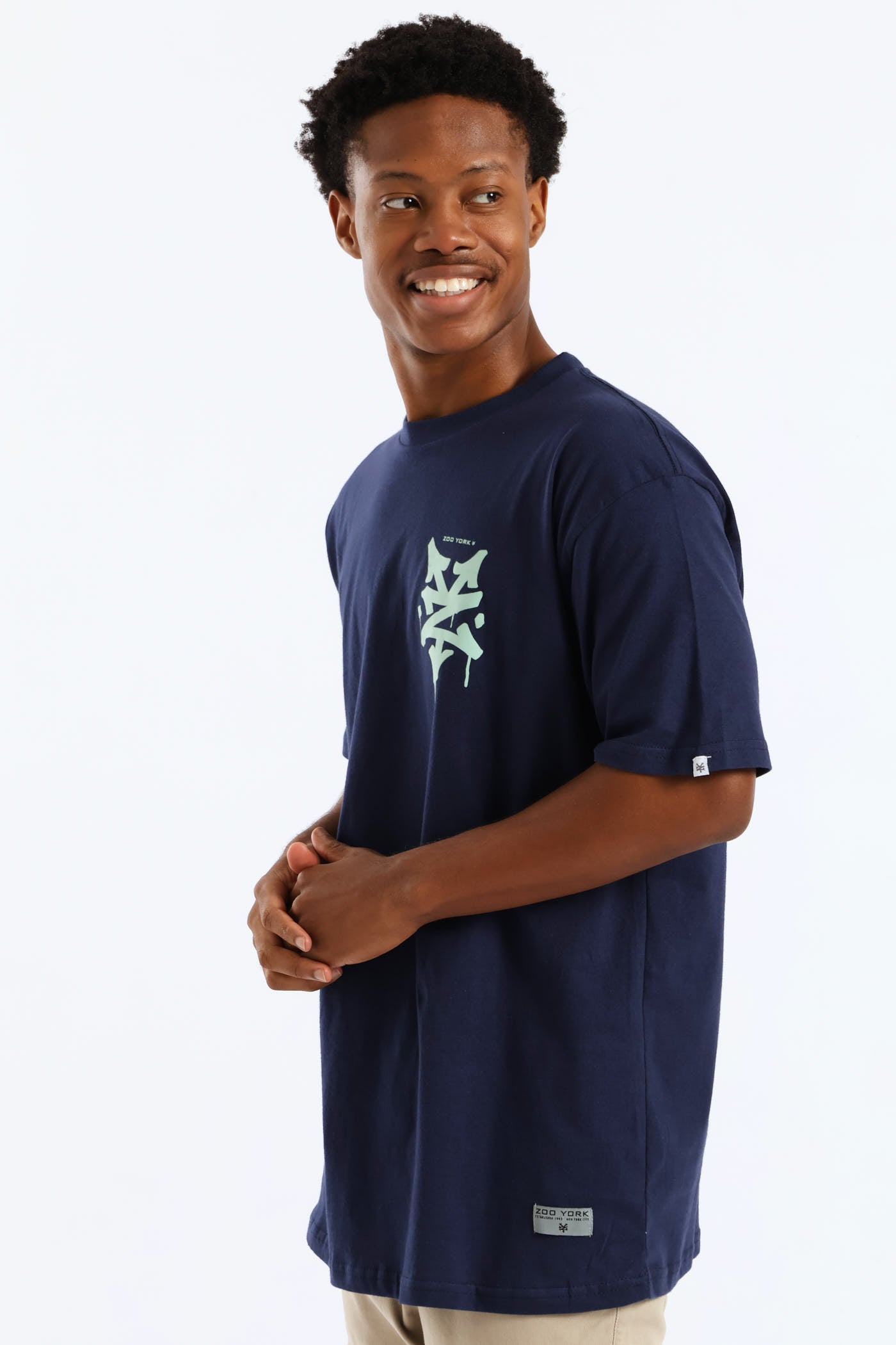 Mens Drip Back Print Tee - Navy – Edgars