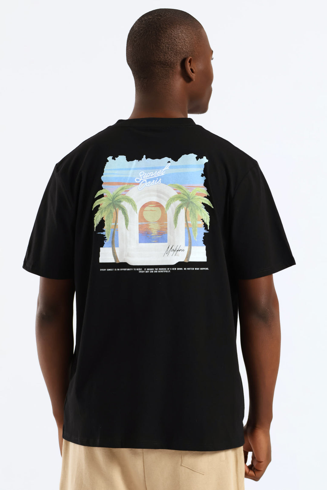 Malibu Front & Back Printed Tee - Black