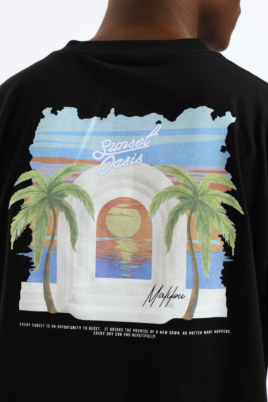 Malibu Front & Back Printed Tee - Black