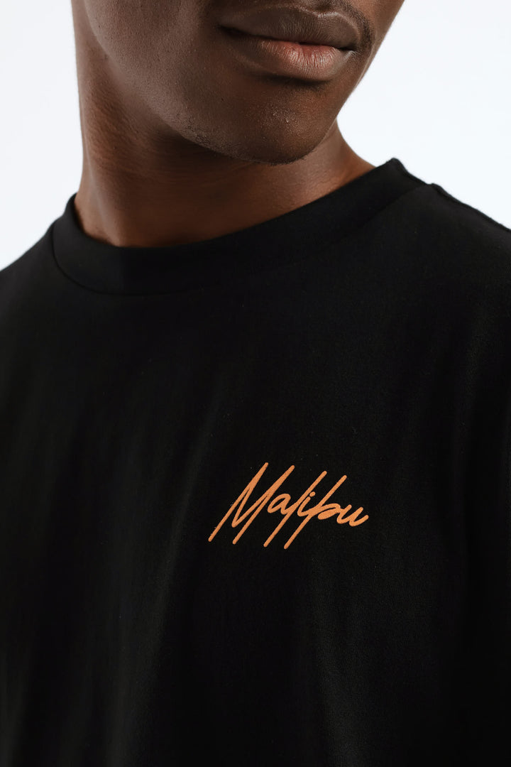 Malibu Front & Back Printed Tee - Black