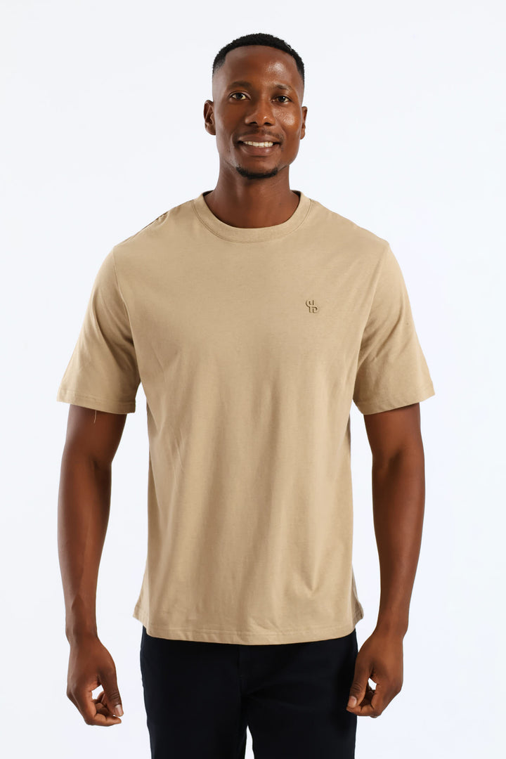 Basic Crew Neck T-Shirt - Taupe