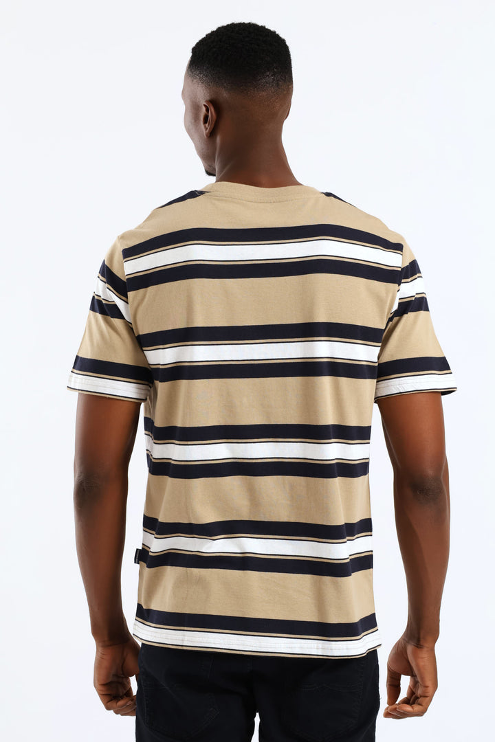 Stripe Tee - Taupe/Navy/White