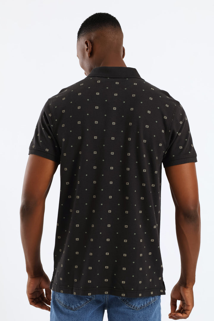 Housemark Polo Ebba Geo Print Golfer - Black