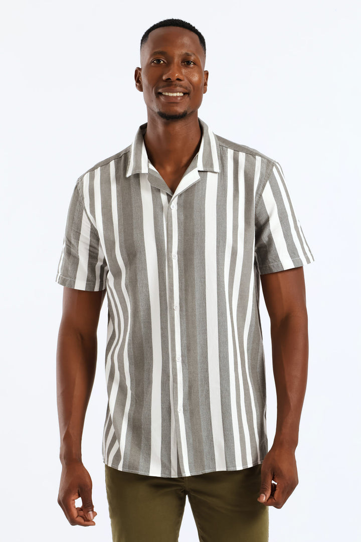 Stripe Resort Shirt - Moss Green