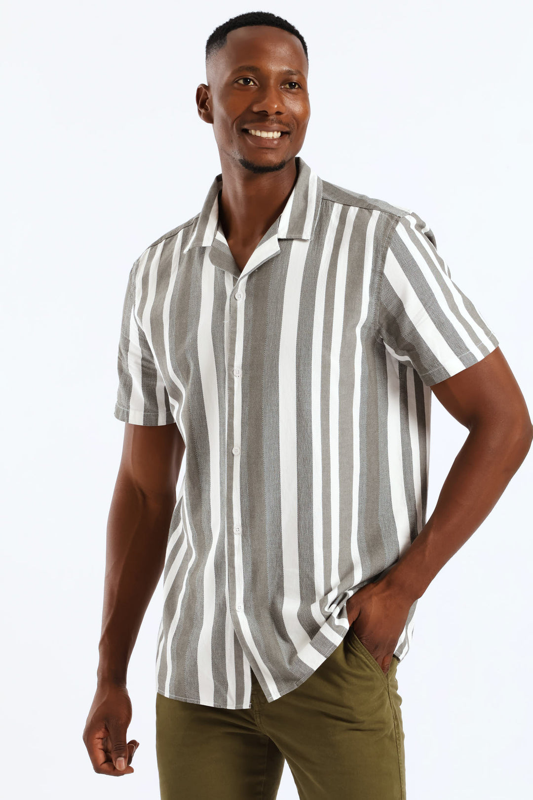 Stripe Resort Shirt - Moss Green