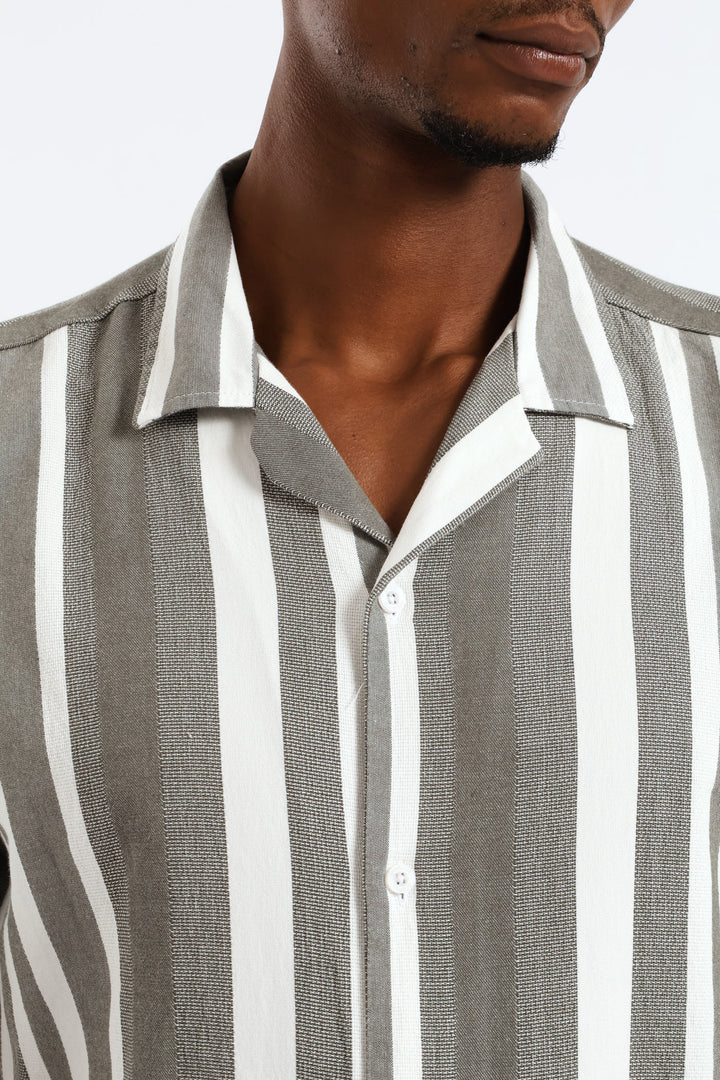 Stripe Resort Shirt - Moss Green
