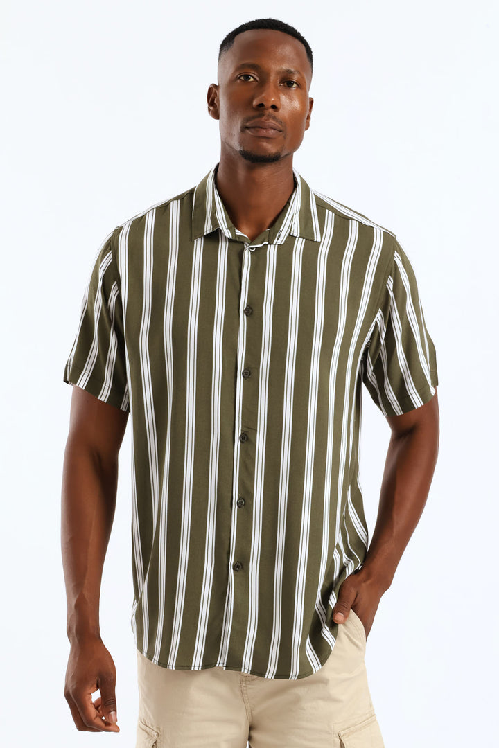 Viscose Stripe Shirt - Olive