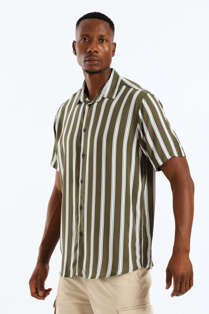 Viscose Stripe Shirt - Olive