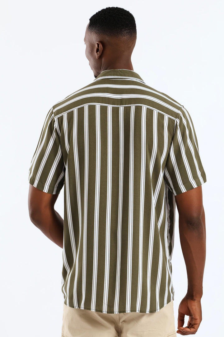 Viscose Stripe Shirt - Olive