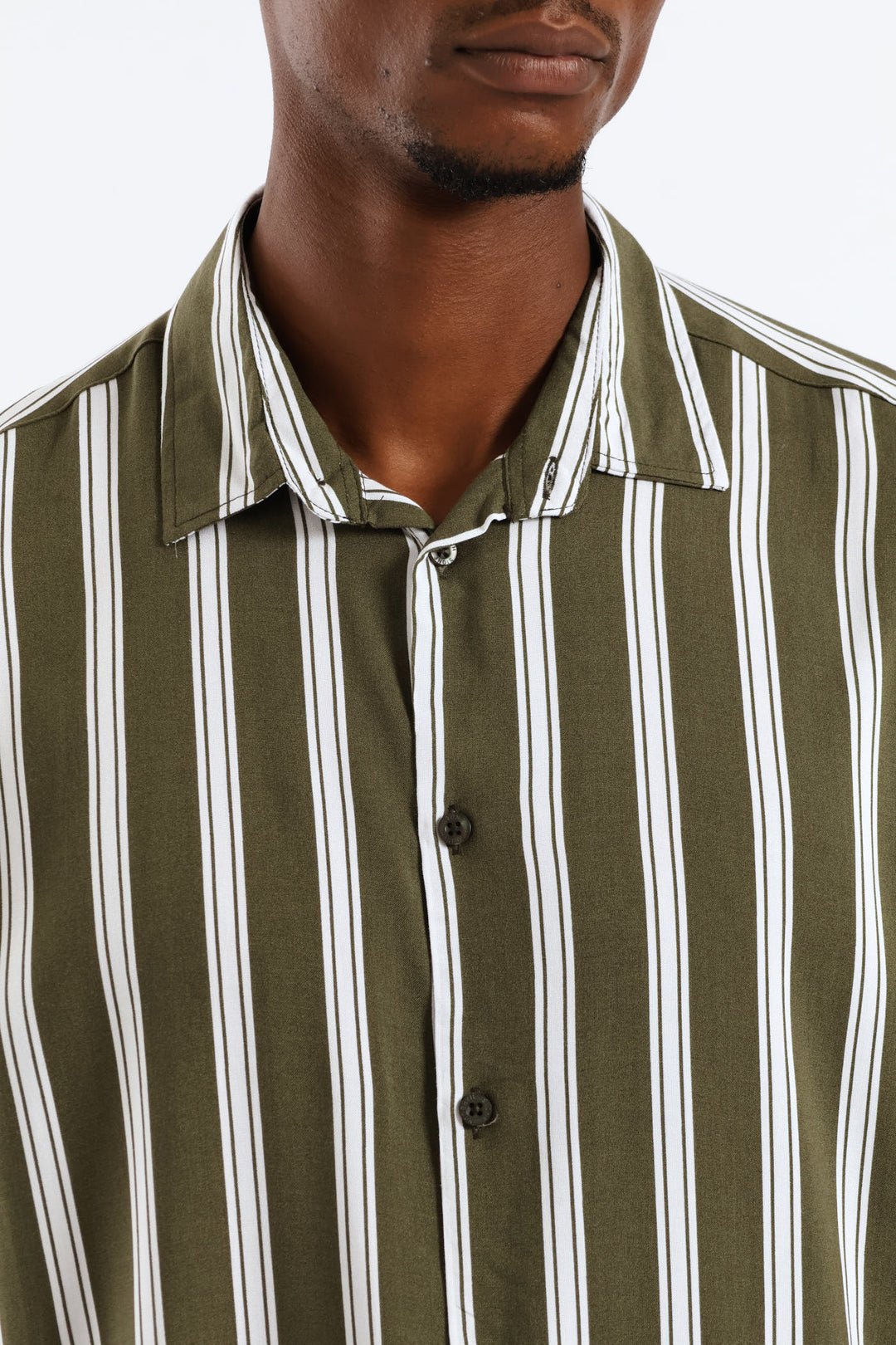 Viscose Stripe Shirt - Olive