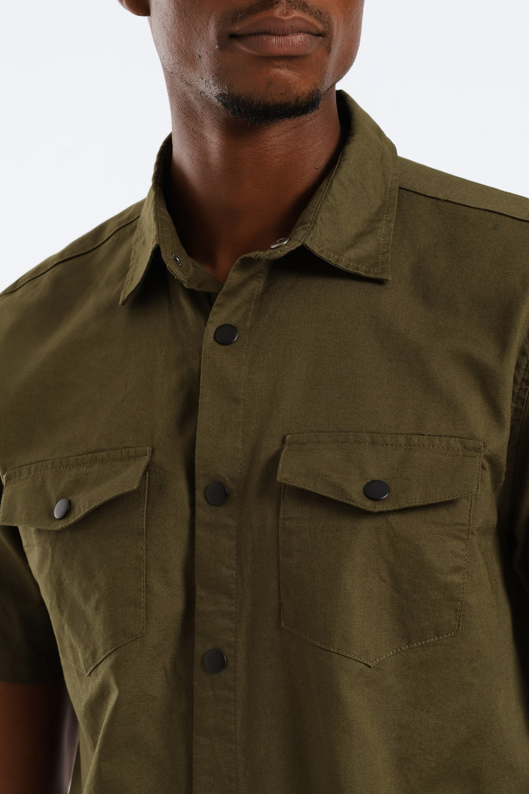 Flap Pocket Washed Oxford Shirt - Olive