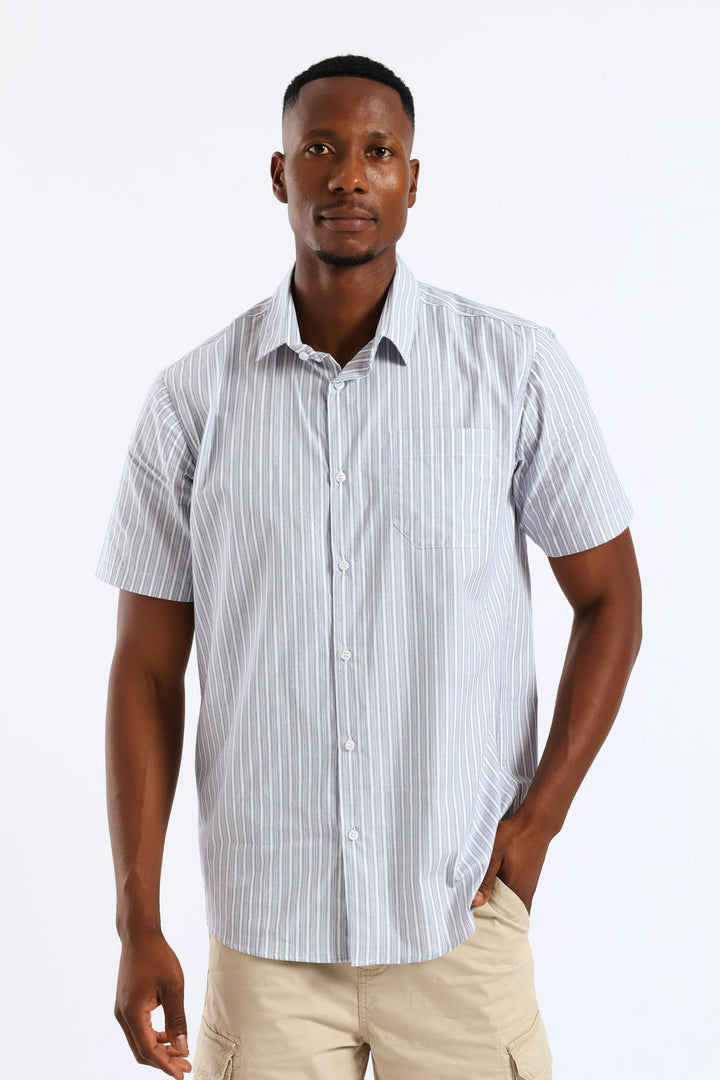 Short Sleeve Stripe Shirt - White