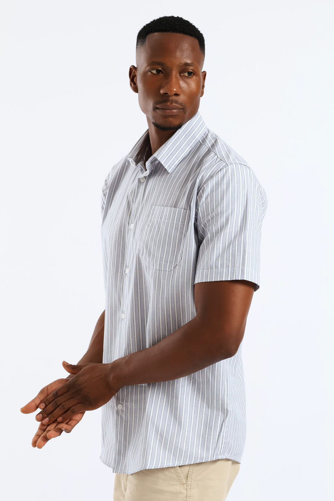Short Sleeve Stripe Shirt - White